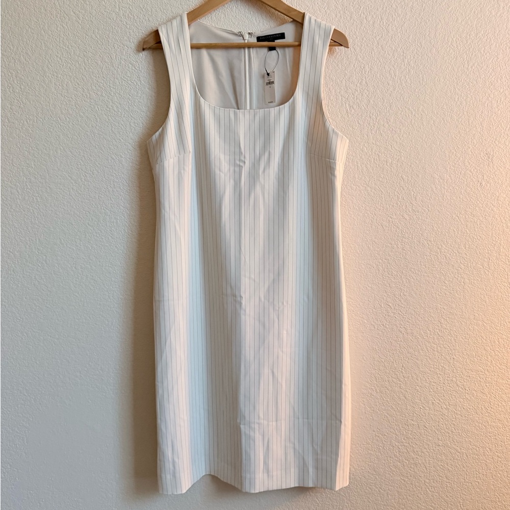Banana Republic Ivory Pinstripe Sleeveless Shift Dress | Size 12 | NWT
